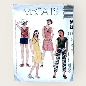 Vintage McCalls Sewing Pattern 3623 Girls Dress Top Pants Shorts Sz 12-16 Uncut